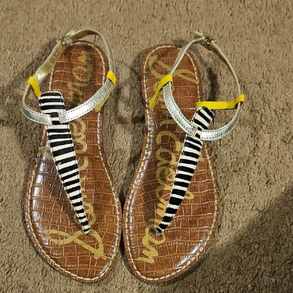 Sam Edelman Black and White Striped Sandals